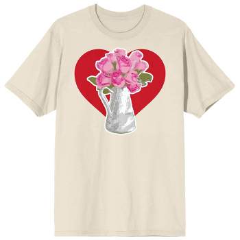 Valentine's Day Bouquet Of Roses Crew Neck Short Sleeve Women's Natural T-shirt