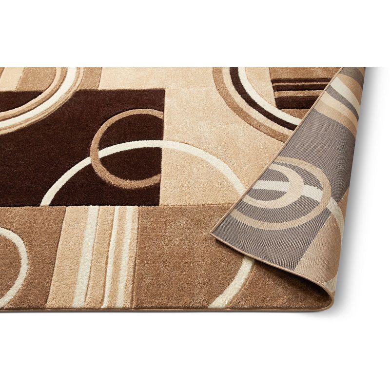 Echo Shapes Circles Modern Geometric Comfy Casual Hand Carved Abstract Contemporary Thick Soft Area Rug, 4 of 9