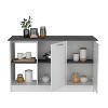NicBex 2 Open Shelves Kitchen Island Cart with 2 Cabinets,Kitchen Island with Storage,Modern Kitchen Table,Island Table for Kitchen,White+Gray - 4 of 4