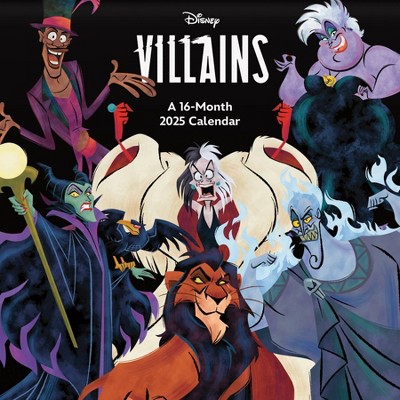 Trends International 2025 Disney Villains Wall Calendar: Monthly Art, 12x12 Inches, Saddle Stitch Binding, All Ages