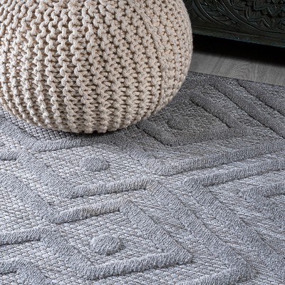 Handwoven Light Gray Moroccan Geometric 5' Square Area Rug