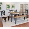 Roundhill Furniture Arroyo Dining Set, Hairpin Dining Table with 4 Cross-back Chairs and Bench, Rich Black, 6-Piece - 2 of 4