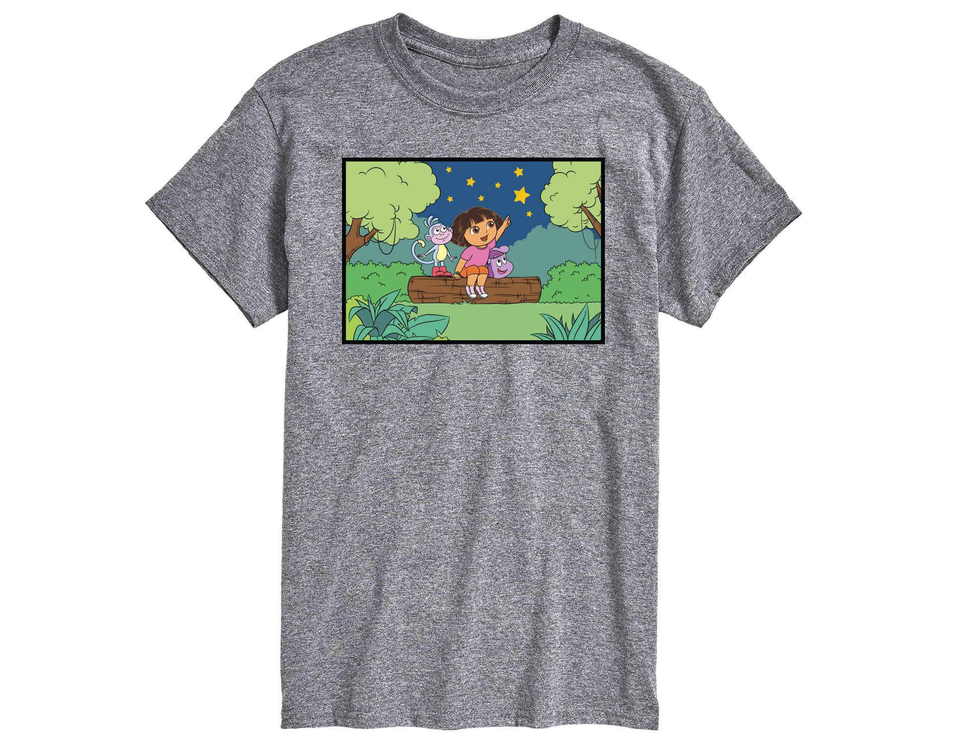 Men's Dora the Explorer Boots Stars Short Sleeve Graphic T-Shirt - Athletic Heather - Small