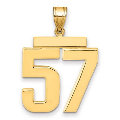 Black Bow Jewelry 14k Yellow Gold, Athletic Collection, Large Polished Number 57 Pendant