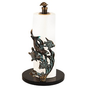 SPI Home Seaworld Paper Towel Holder in Brass – Coastal Marine-Inspired Kitchen Accent, Decorative Ocean Theme - 1 of 4