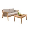 Christopher Knight Home Tariq Patio 2 Piece Rustic Acacia Wood and Rope Loveseat and Tabe Chat Set with Cushion - 2 of 4
