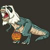 Junior's Design By Humans Trex Ghost Costume Design Funny Halloween Dinosaur By Threadlets T-Shirt - 2 of 3