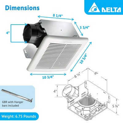 White 10.75" Energy Star Ceiling and Wall Mount Ventilation Fan