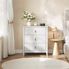 Fluted 3 Drawer Dresser for Bedroom, 31.5 Inch Tall Modern Nightstand Wooden Chest of Drawers with Gold Handles - 3 of 4