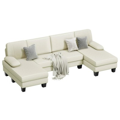 LACOO U-Shape Corduroy Sectional Sofa with Chaise
