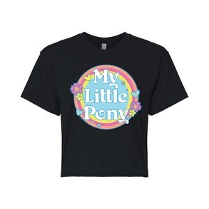 Women's - My Little Pony - Retro Rainbow Badge Cropped Graphic T-Shirt - 1 of 4