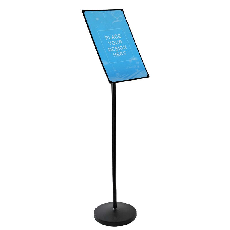 Azar Displays Black Pedestal Sign Holder for Floor 11" x 17" Swivel Frame for Portrait/Landscape on Straight Pole Stand, 3 of 9