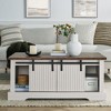 CAVINAS Rectangular Barn Door Design Coffee Table with Storage Shelves,Farmhouse Storage Center Table for Living Room,Apartment - 3 of 4
