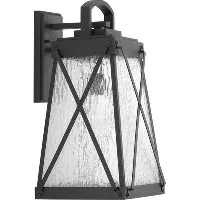 Progress Lighting Creighton 1-Light Outdoor Wall Lantern, Antique Bronze, Clear Water Glass
