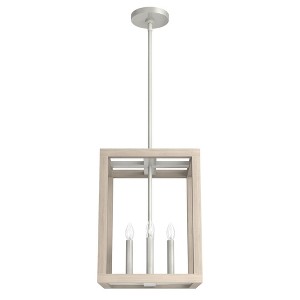 Hunter Fans 12" Squire Manor Ceiling Light Brushed Nickel/Bleached Wood Finish - 4 Bulbs, Organic Modern Design - 1 of 1