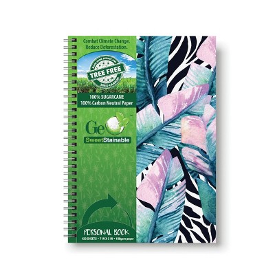 120 sheet 1 Subject Spiral Notebook 7"x5" Exotic Vacation Collection Botanical 100% Tree Free - Geo SweetStainable