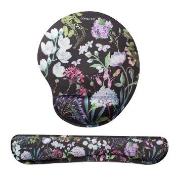 Insten Floral Mouse Pad with Wrist Support and Keyboard Wrist Rest, Ergonomic, Easy Typing, Memory Foam For Gaming Office, Arc S