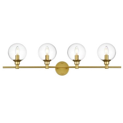 Elegant Lighting Jaelynn 4 light Brass and Clear Bath Sconce