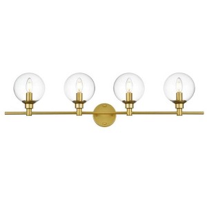 Elegant Lighting Jaelynn 4 light Brass and Clear Bath Sconce - 1 of 4