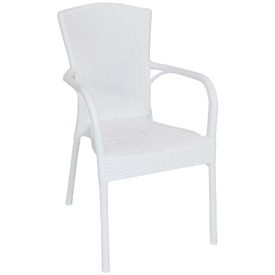 Sunnydaze Faux Wood Design Plastic All-Weather Commercial-Grade Segesta Indoor/Outdoor Patio Dining Chair, White