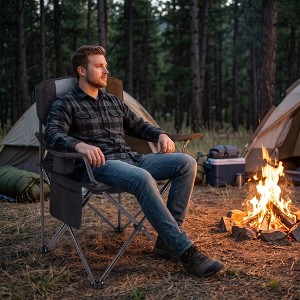 Outdoor Folding Camping Chair, Large Camping Chair, Heavy Duty Steel ...