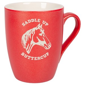 100 North Horse 10 Ounce Crimson Red Metallic Finish, Comfortably Fits Your Hands, New Bone China Coffee Tea Cup Mug, Saddle Up Buttercup - 1 of 1