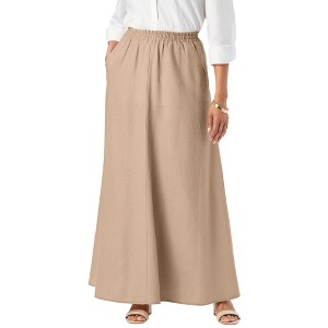 Jessica London Women's Plus Size Linen Maxi Skirt - 1 of 4