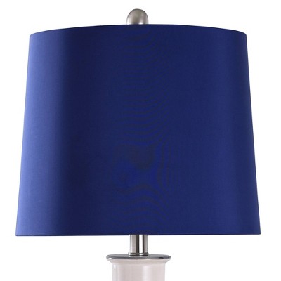 Blue and Cream Ceramic Table Lamp with Steel Accents