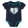 MLB Seattle Mariners Infant Girls' 3pk Bodysuit - 4 of 4