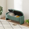 Oval Storage Bench For Bedroom End Of Bed Storage Bench,Boucle Upholstered Entryway Bench Storage Ottoman Bench For Living Room-The Pop Home - 3 of 4