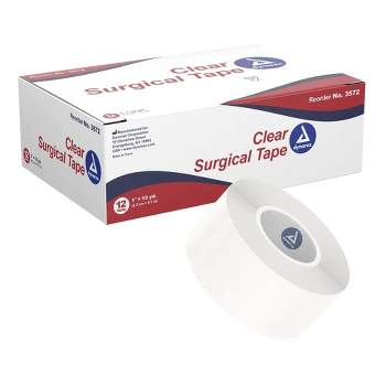 Dynarex Clear Surgical Tape, 1 in x 10 yds, 12 Rolls, 1 Pack