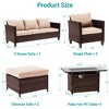Sonkuki 6 Pieces Patio Sofa with Rectangle Fire Pit Table and Ottomans, Wicker Conversation Couch, Navy Blue Cushion - 3 of 4