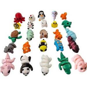 TEMI 25-Piece 3D Printed Animal Figures Set, Mini Fidget Toys and Desk Pets for Party Fillers and Gifts 25pcs anmals - 1 of 4