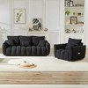3-Seater + 1-Seater Teddy Fabric Sofa Set with Wooden Frame and Thick Cushions, 4 Removable Pillows - 4 of 4