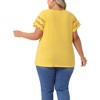 Agnes Orinda Women's Plus Size Round Neck Hollow Lace Panel Short Sleeve Casual Summer Blouses - 4 of 4