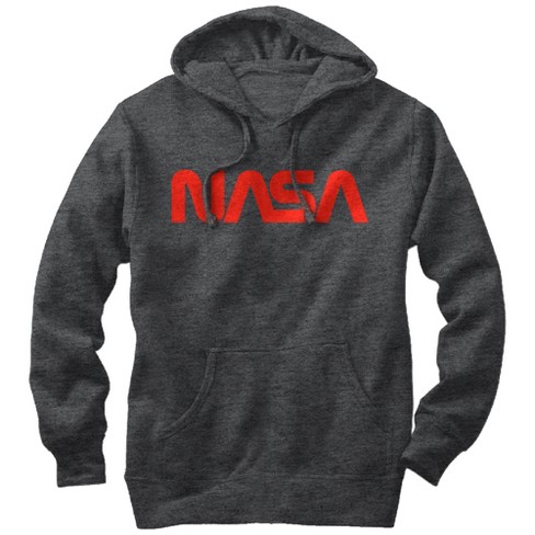 Men s NASA Classic Logo Pull Over Hoodie Charcoal Heather Small