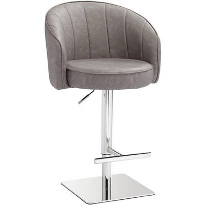 Studio 55D Chase Gray Faux Leather Swivel Adjustable Bar Stool