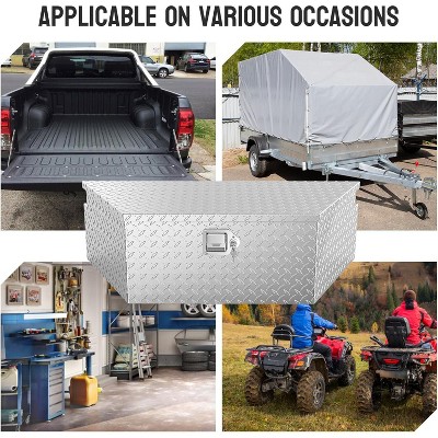 Truck Tool Box Trailer Tongue Box, Waterproof HeavyDuty Aluminum Tool Box With Lock And Keys, 5 Bar Tread Wide, Pick Up Truck Bed Rv Organizer Trai