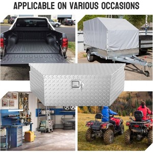 Truck Tool Box Trailer Tongue Box, Waterproof HeavyDuty Aluminum Tool Box With Lock And Keys, 5 Bar Tread Wide, Pick Up Truck Bed Rv Organizer Trai - 1 of 4