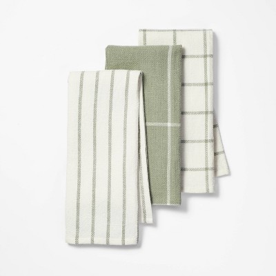 3pk Kitchen Towels Sage Green - Figmint™