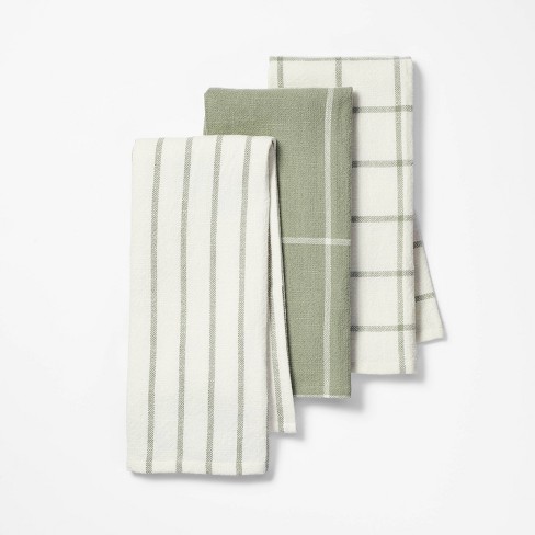 3pk Kitchen Towels Sage Green - Figmint™