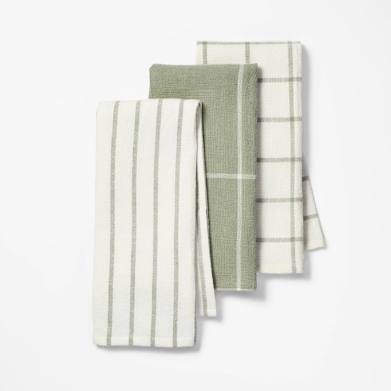 3pk Kitchen Towels Sage Green - Figmint&#8482;, 1 of 5