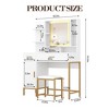 Makeup Vanity Desk with Led Lights, Modern White Dressing Table Set with Soft Cushioned Stool, 3 Lighting Modes Vanity Table with 2 Drawers - 3 of 4