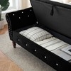 CAVINAS Velvet Storage Ottoman Bench, Rectangular Ottoman Bench with Crystal Tufting, Safety Hinges, Upholstered Ottoman Foot Rest with 1 Pillow - 4 of 4