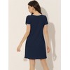 cheibear Women's U Neck Short Sleeve Lounge Dress Pajama Nightgown - 3 of 4