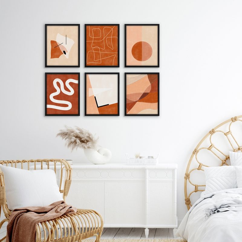 Americanflat 8" x 10"Terracotta Burnt Orange Shapes by The Print Republic - 6 Piece Framed Wall Art Set, 1 of 6