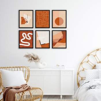 Americanflat 8" x 10"Terracotta Burnt Orange Shapes by The Print Republic - 6 Piece Framed Wall Art Set