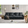114" Upholstered 4-Seat Sofa with Console, 2 Cup Holders, 3 Wired USB Ports, Linen Fabric Couch with 4 Pillows, Modern Sofa for Living Room, Apartment - 3 of 4