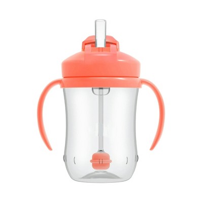 LunaLulinlk Baby’s First Straw Cup, Training Cup with Weighted Straw, Coral, 6m+