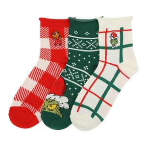The Grinch & Max Character Prints Women's 3-Pair Pack Casual Quarter Crew Socks - 1 of 4